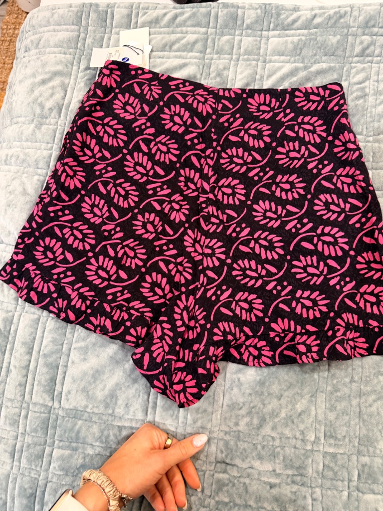 Claudie Pierlot High Waist Flare Shorts - Black And Pink Floral - Size Fr36/ Us — image 6 of 7